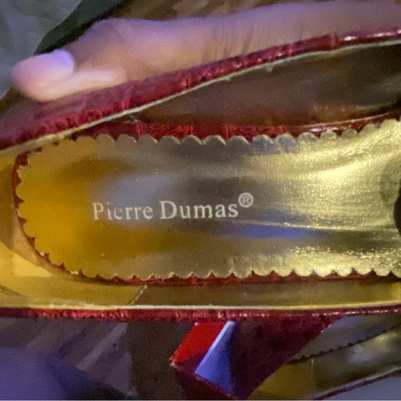 Pierre Dumas Red Pointy Toe Buckle High Heels Sz9 - Picture 4 of 5